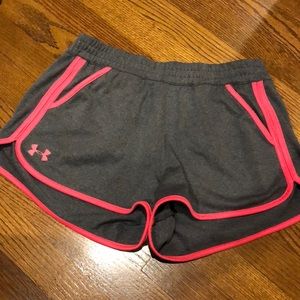 Grey and pink Under Armour athletic shorts